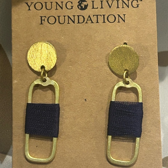 Young Living Jewelry - Young Living Gold and Navy Geometric Earrings